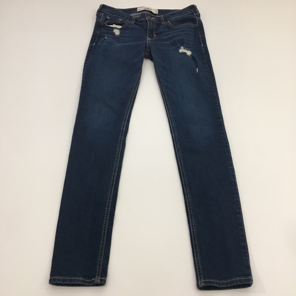 Hollister Dark Wash Fade Distressed Skinny Jeans - Picture 5 of 7